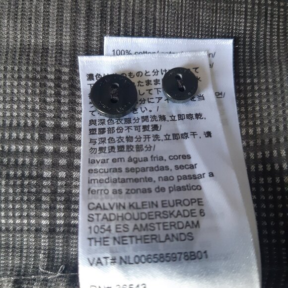 Calvin Klein SZ L Slim Fit Black/White Glen Check Men's Shirt ⚡️BUY 3 for $55⚡️ - Picture 8 of 14